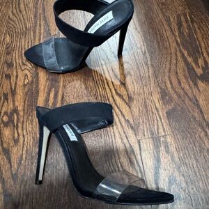 Steve Madden Black and Clear Heels
